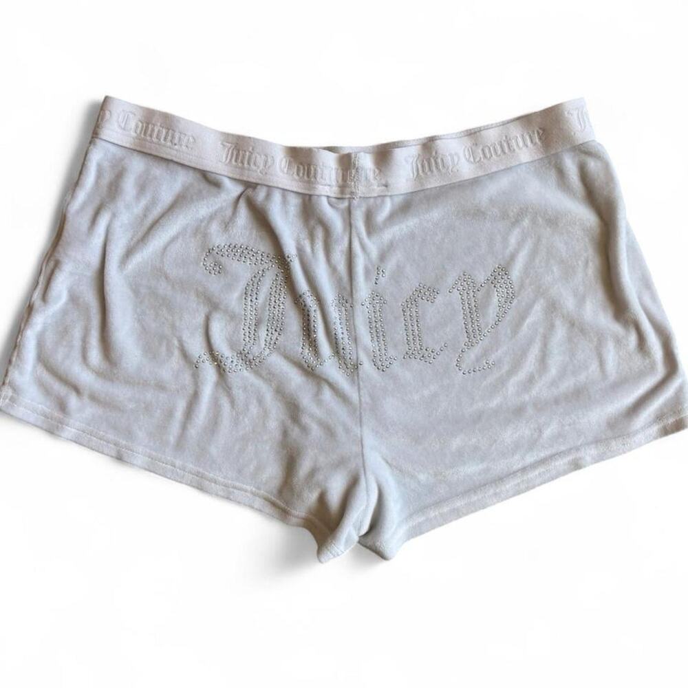 Y2K Juicy Couture White Lounge Shorts – McBling Rhinestone M/L